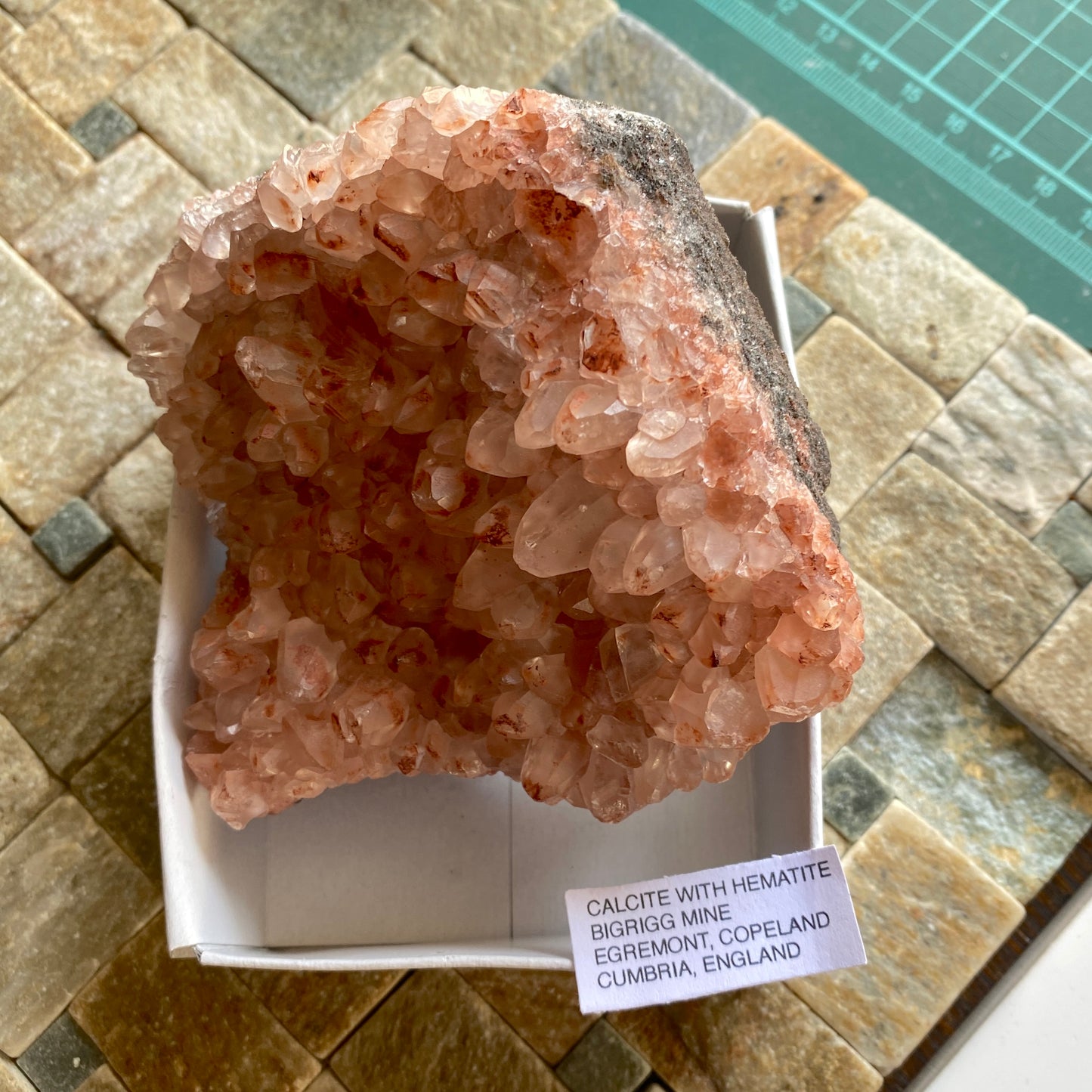 CALCITE WITH HEMATITE GHOSTING - BIGRIGG MINE, CUMBRIA. 432g MF2087