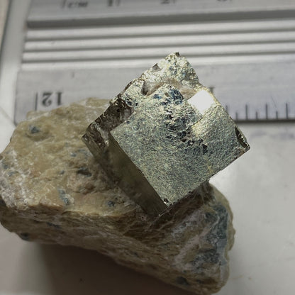 PYRITE CUBE ON MATRIX - NAVAJUN, LA RIOJA, SPAIN 37g. MF4243