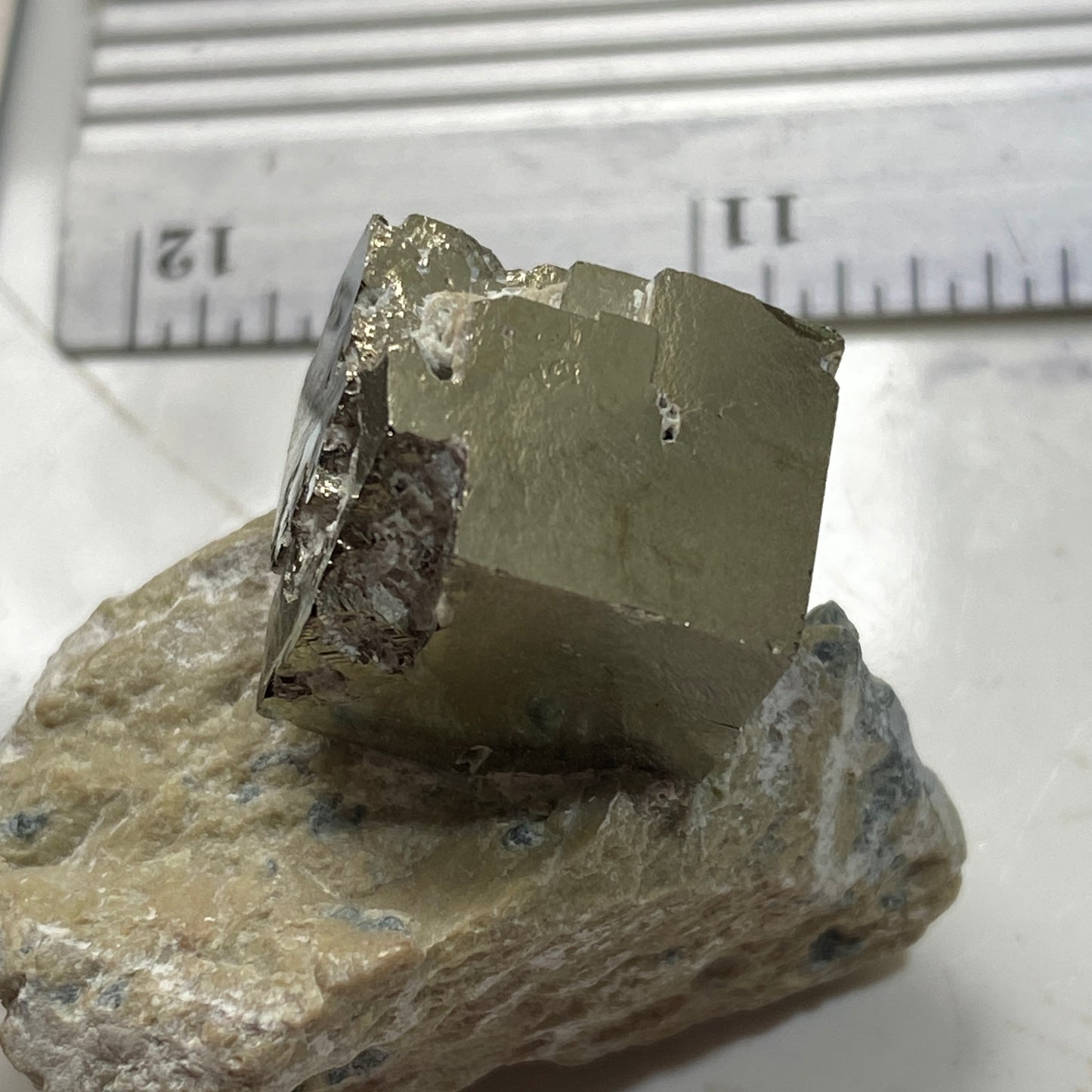 PYRITE CUBE ON MATRIX - NAVAJUN, LA RIOJA, SPAIN 37g. MF4243