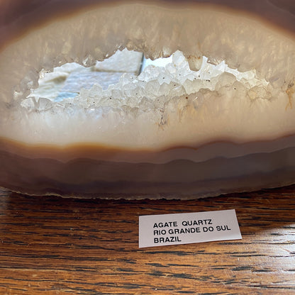 AGATE QUARTZ LARGE NATURAL SLICE : RIO GRANDE DO SIL, BRAZIL HEAVY 532g MF5300