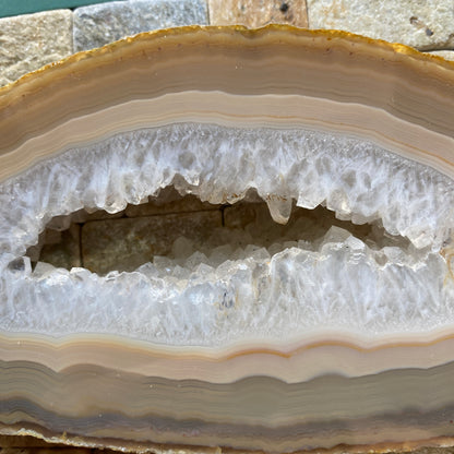 AGATE QUARTZ LARGE NATURAL SLICE : RIO GRANDE DO SIL, BRAZIL HEAVY 532g MF5300