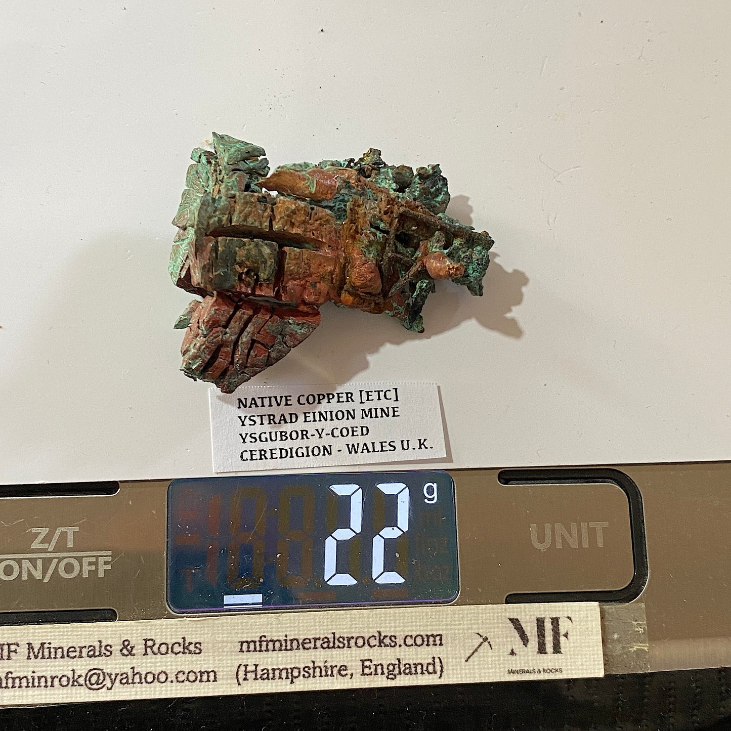 NATIVE COPPER [ETC] : YSTRAD EINION MINE, CEREDIGION, WALES. 22g MF5302