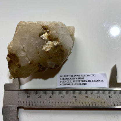 GILBERTITE [ GOLD MUSCOVITE] ON QUARTZ: STENNA GWYN MINE, FOXHOLE, CORNWALL. 101g MF5305