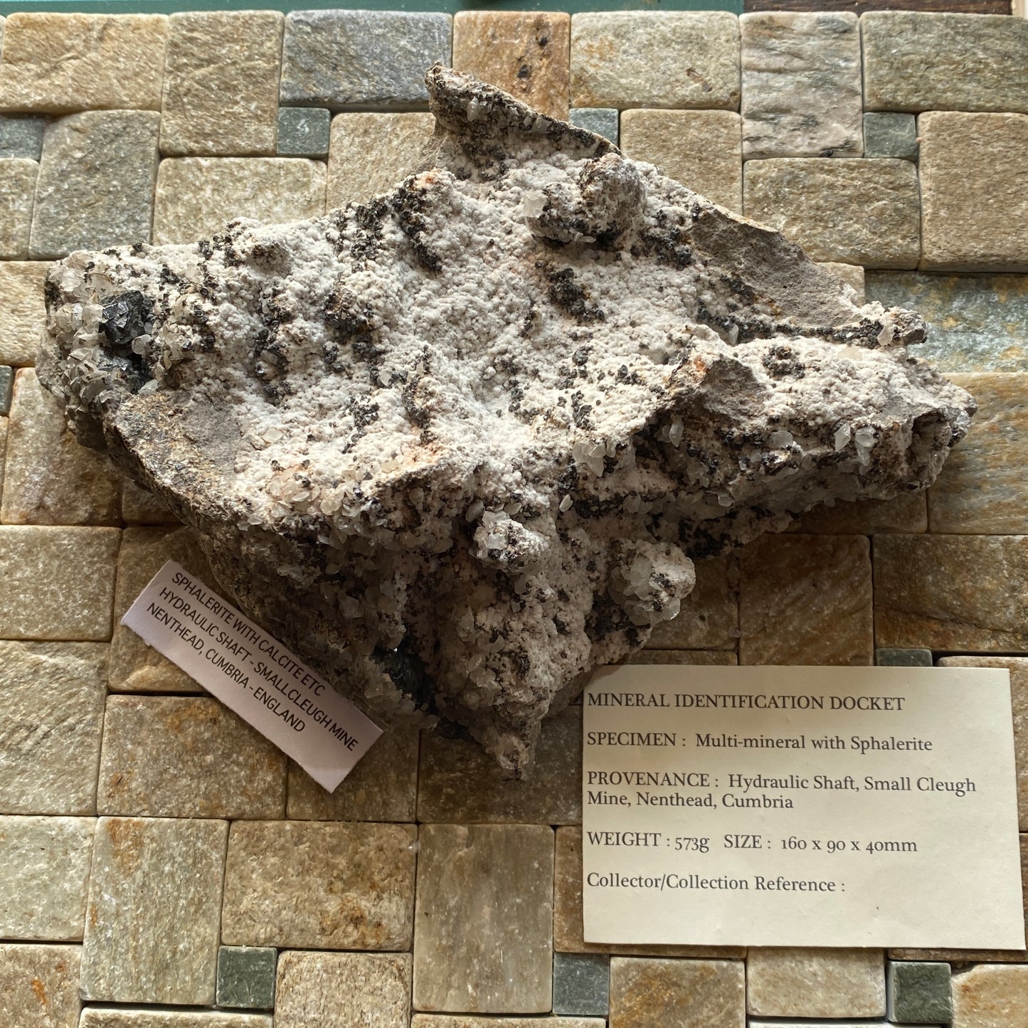 SPHALERITE ETC - SMALLCLEUGH MINE, NENTHEAD, CUMBRIA LARGE 572g. MF84