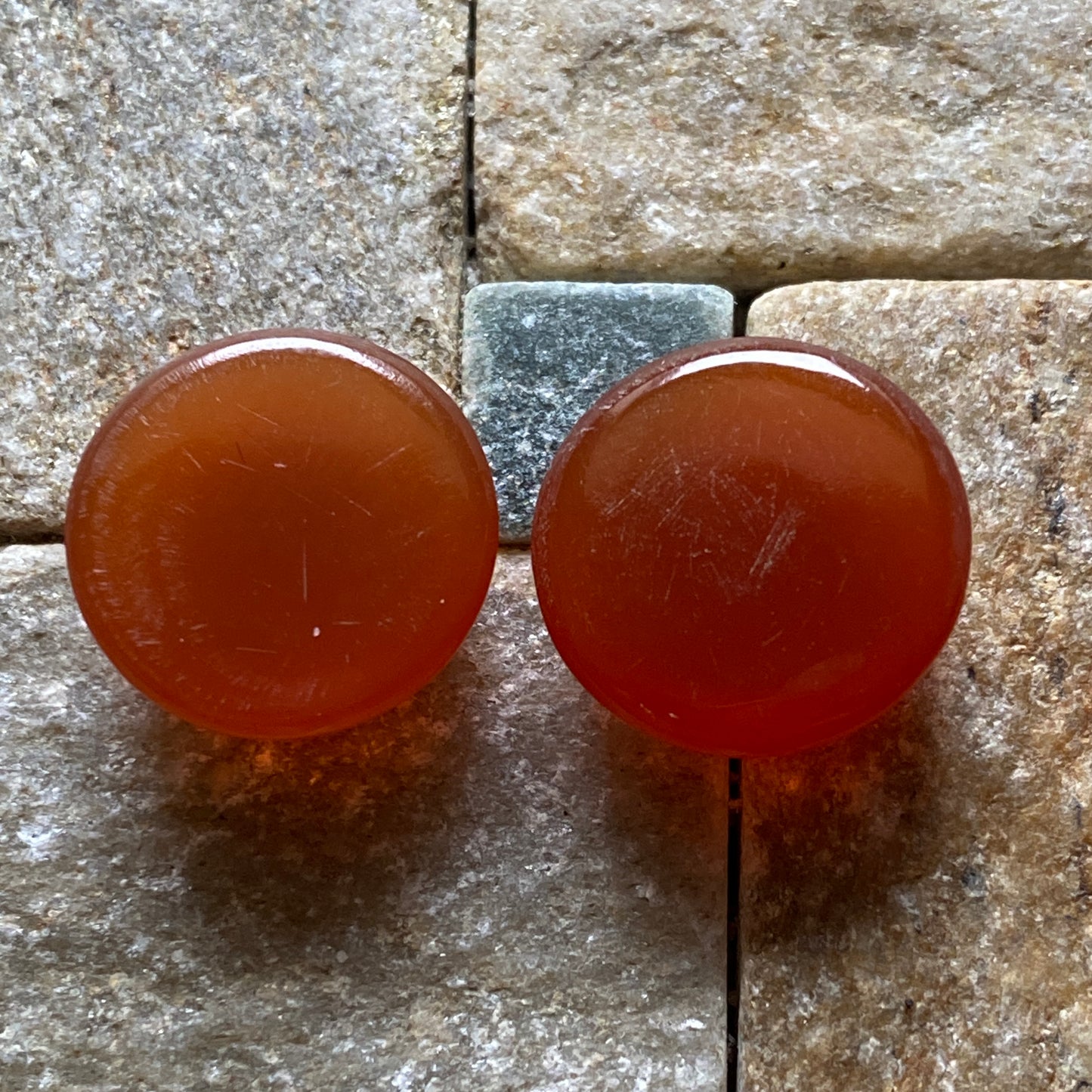 AGATE CARNELIAN GEMSTONES x 2 - LIBOMBAS, MAPUTO, MOZAMBIQUE  18Ct. MFG5165