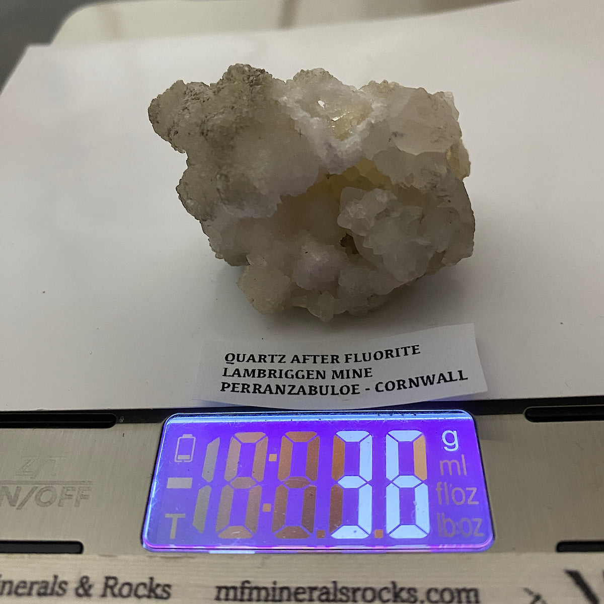 QUARTZ AFTER FLUORITE : LAMBRIGGEN MINE, PERRANZABULOE, CORNWALLK 36g MF5309