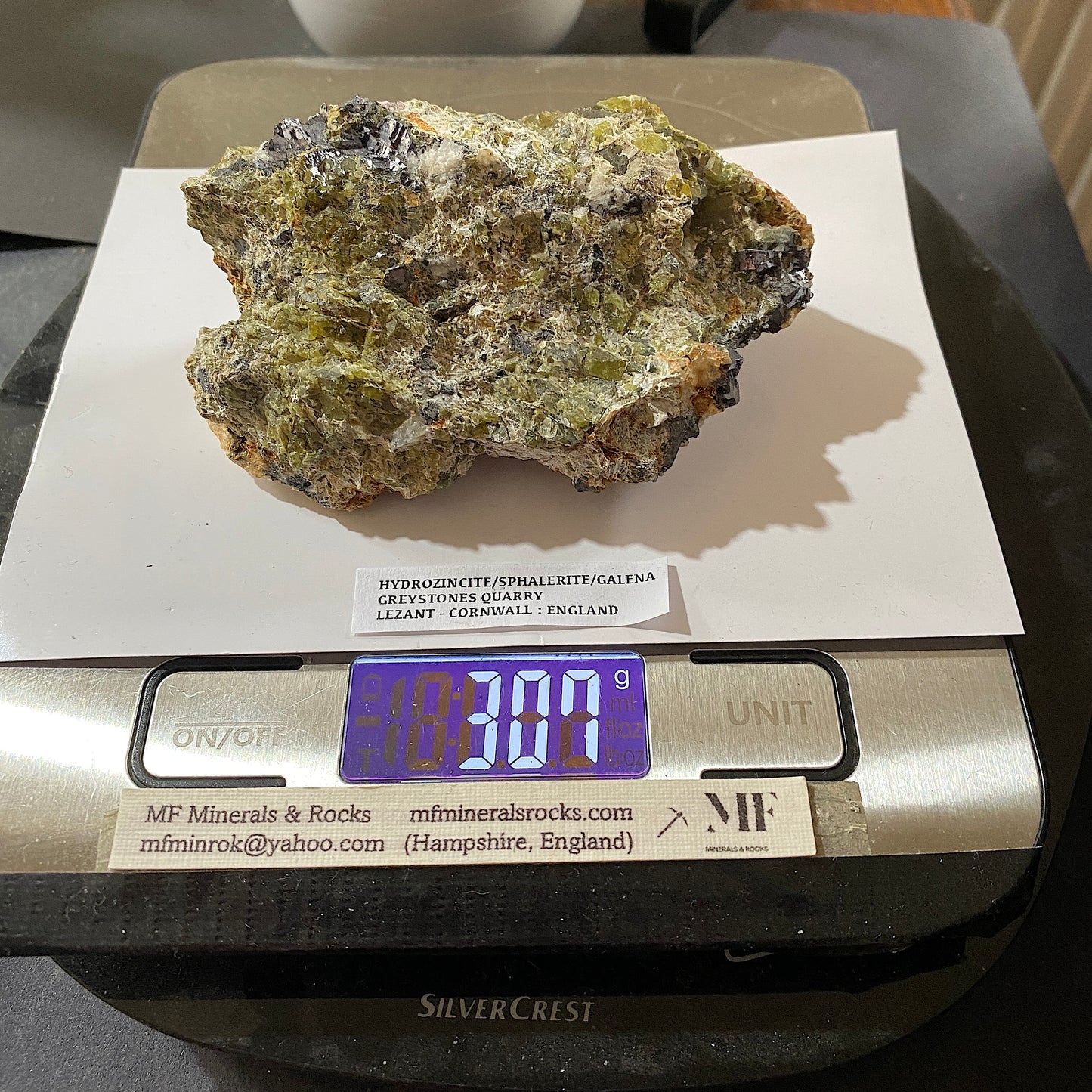 HYDROZINCITE WITH SPHALERITE & GALENA : GREYSTONES QUARRY, LEZANT, CORNWALL  307g MF5311