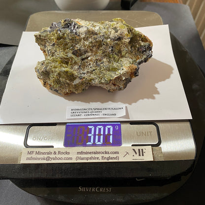HYDROZINCITE WITH SPHALERITE & GALENA : GREYSTONES QUARRY, LEZANT, CORNWALL  307g MF5311
