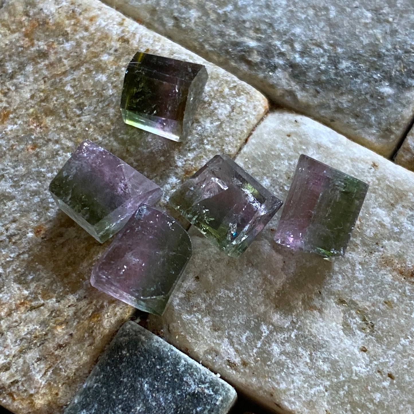 WATERMELON TOURMALINE x 5 - SAO JOSE DA SAFIRA, MINAS GERAIS, BRAZIL 9.50Ct [Total]  MFG9279