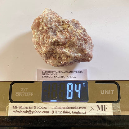 LEPIDOLITE MICA IN CLEAVELANDITE : OTJUA MINE, ERONGO, NAMIBIA. 84g MF5318