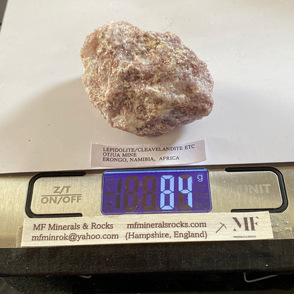 LEPIDOLITE MICA IN CLEAVELANDITE : OTJUA MINE, ERONGO, NAMIBIA. 84g MF5318