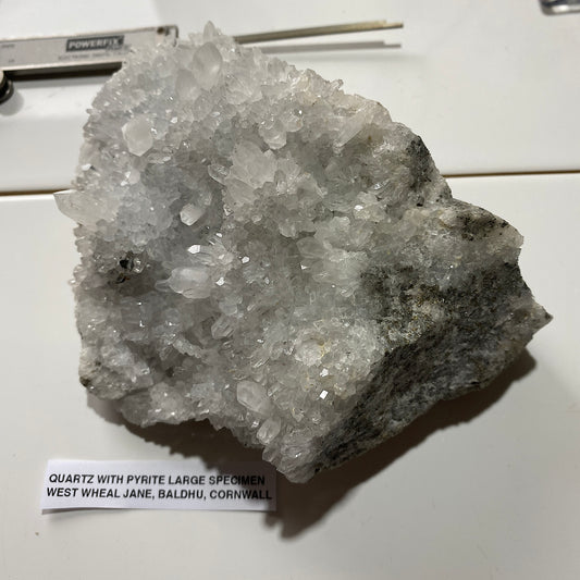 QUARTZ WITH PYRITE : WEST WHEAL JANE, BALDHU, KIA, CORNWALL LARGE 1006g MF5319
