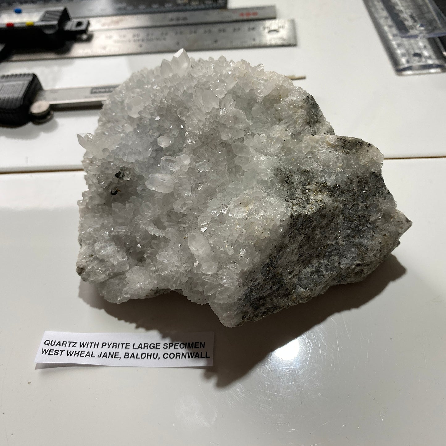 QUARTZ WITH PYRITE : WEST WHEAL JANE, BALDHU, KIA, CORNWALL LARGE 1006g MF5319