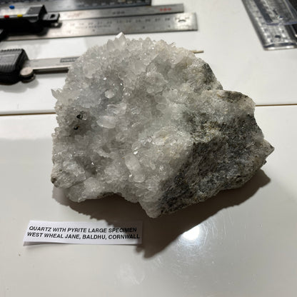 QUARTZ WITH PYRITE : WEST WHEAL JANE, BALDHU, KIA, CORNWALL LARGE 1006g MF5319