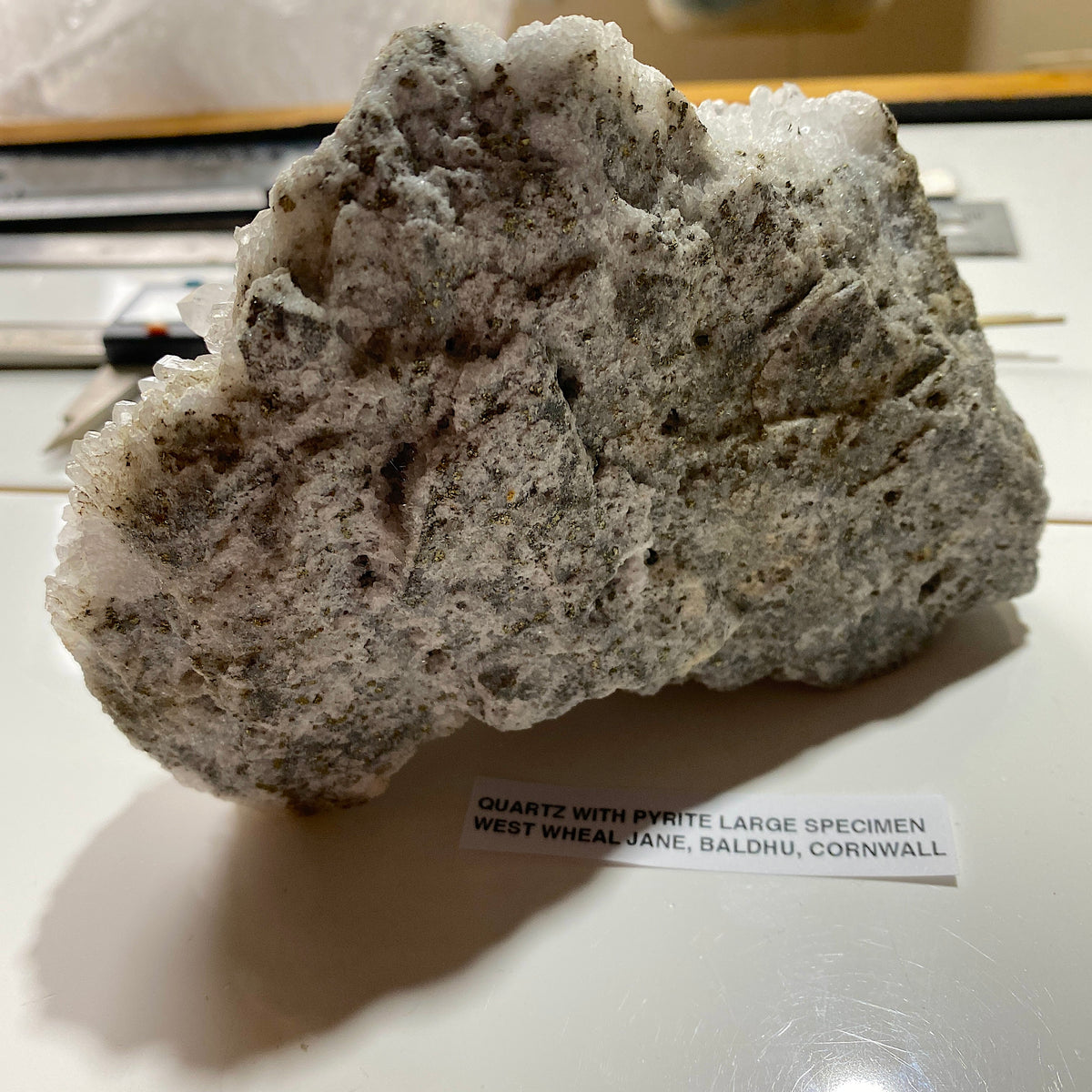 QUARTZ WITH PYRITE : WEST WHEAL JANE, BALDHU, KIA, CORNWALL LARGE 1006g MF5319