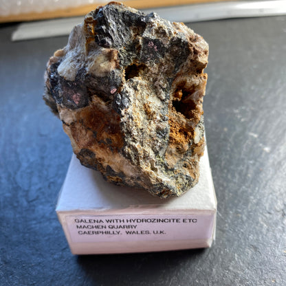 GALENA WITH HYDROZINCITE ETC MACHEN QUARRY, WALES 265g MF1426