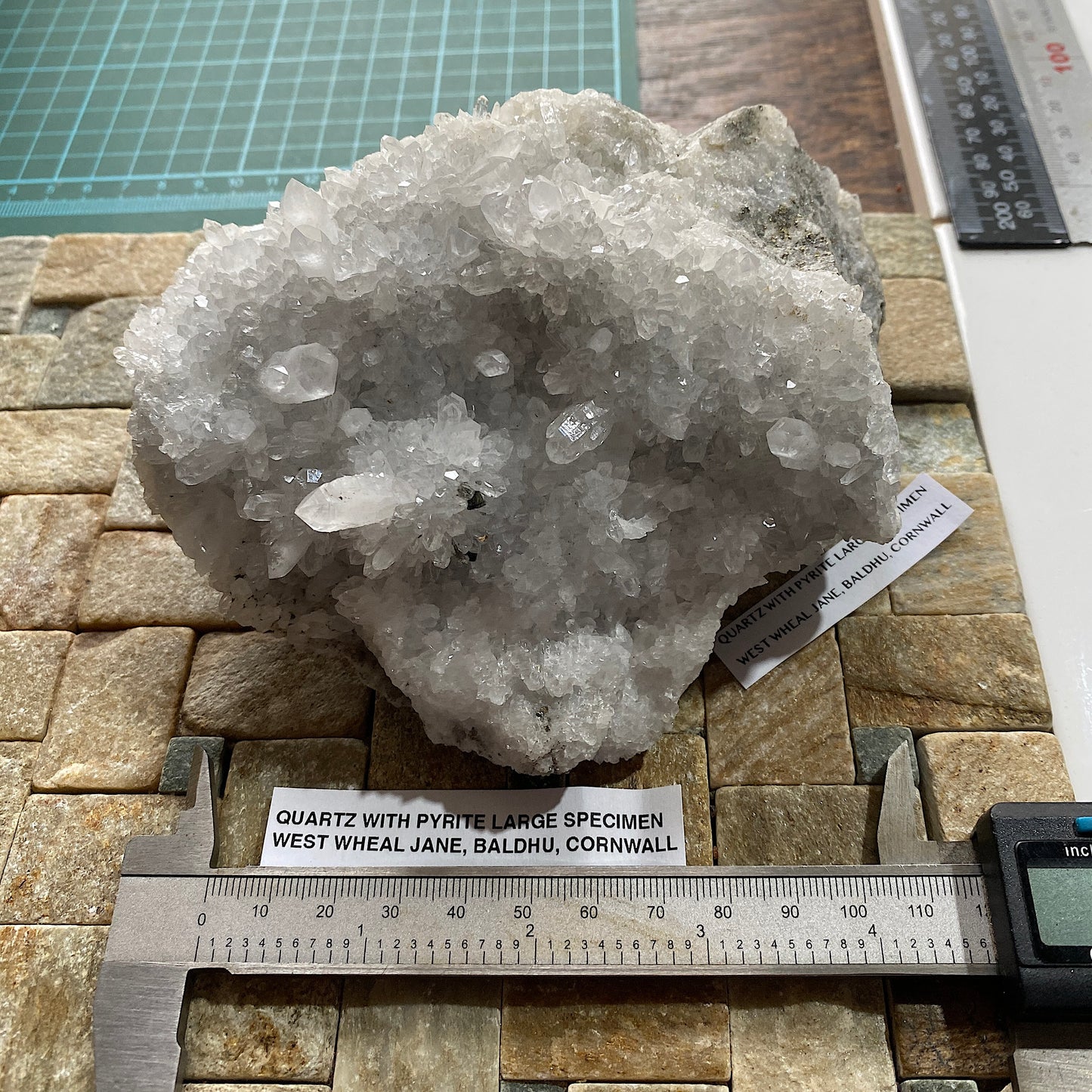 QUARTZ WITH PYRITE : WEST WHEAL JANE, BALDHU, KIA, CORNWALL LARGE 1006g MF5319