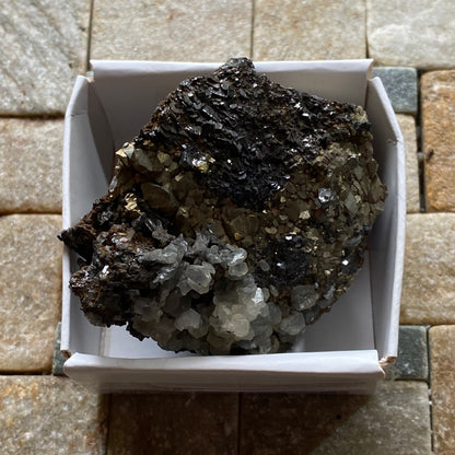 SHPALERITE/PYRITE/QUARTZ : CAVNIC MINE, MARAMURES COUNTY, ROMANIA. 138g MF5324