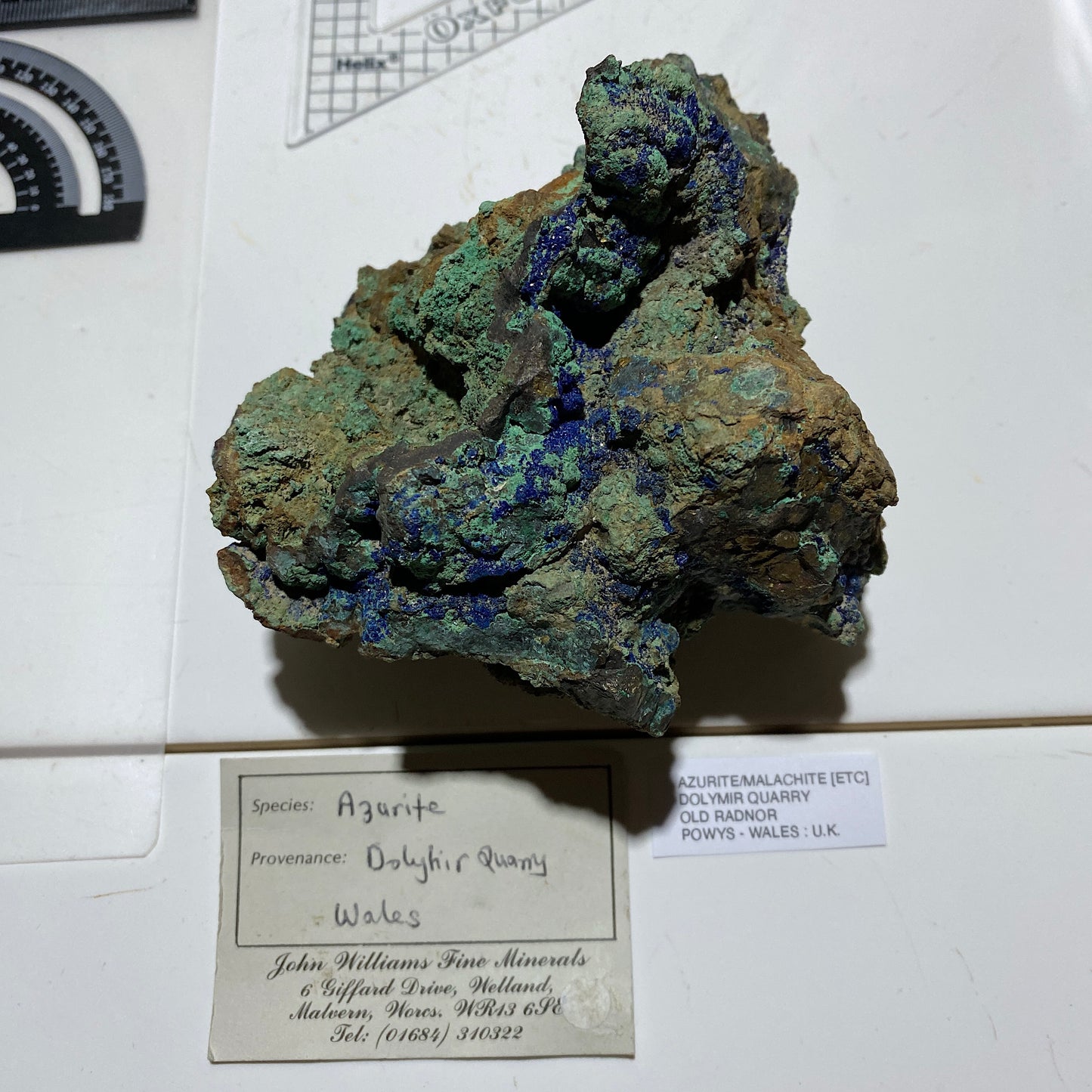 AZURITE/MALACHITE [ETC] : DOLYMIR QUARRY, OLD RADNOR, WALES  803g MF4612
