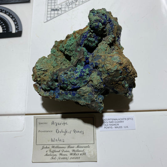 AZURITE/MALACHITE [ETC] : DOLYMIR QUARRY, OLD RADNOR, WALES  803g MF4612