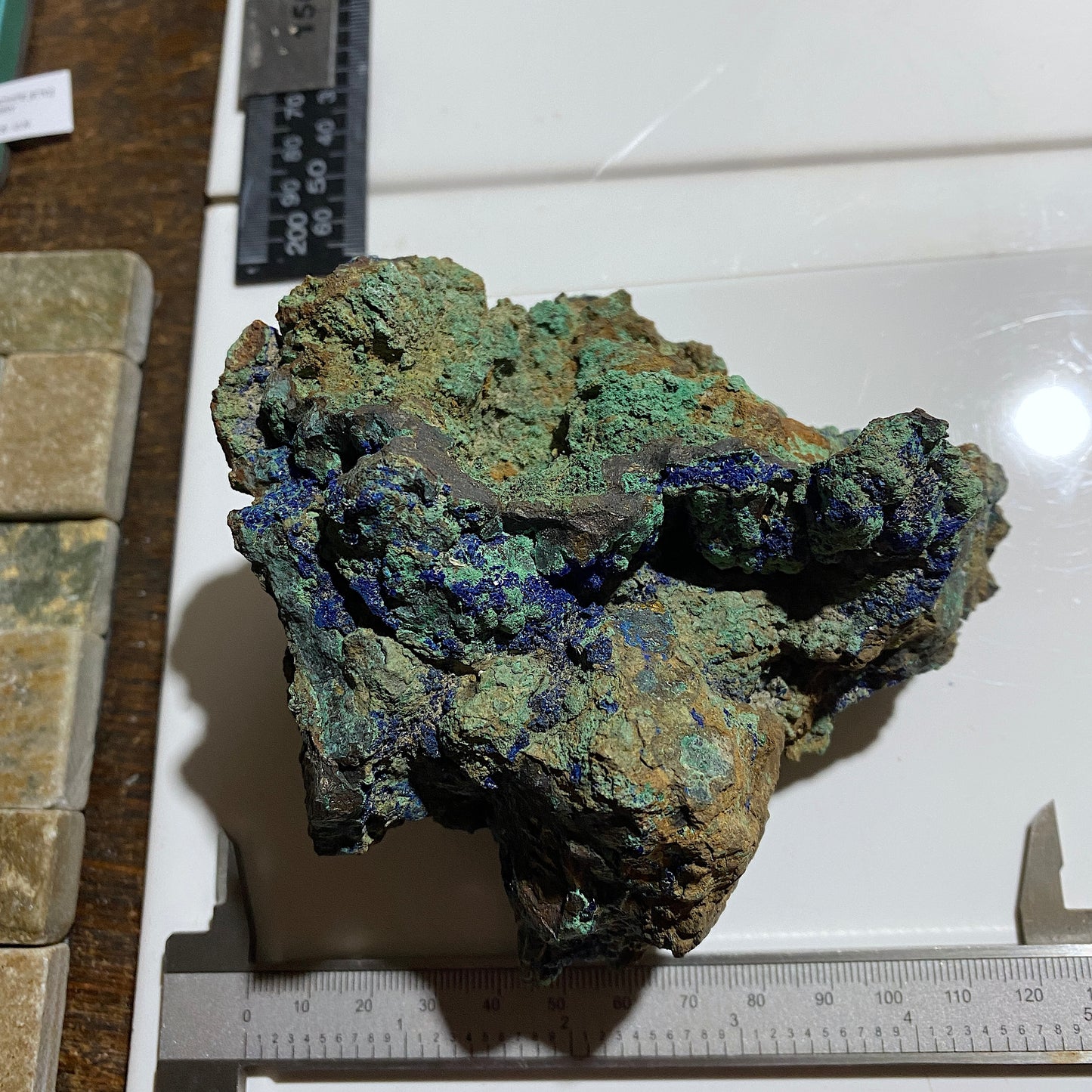 AZURITE/MALACHITE [ETC] : DOLYMIR QUARRY, OLD RADNOR, WALES  803g MF4612