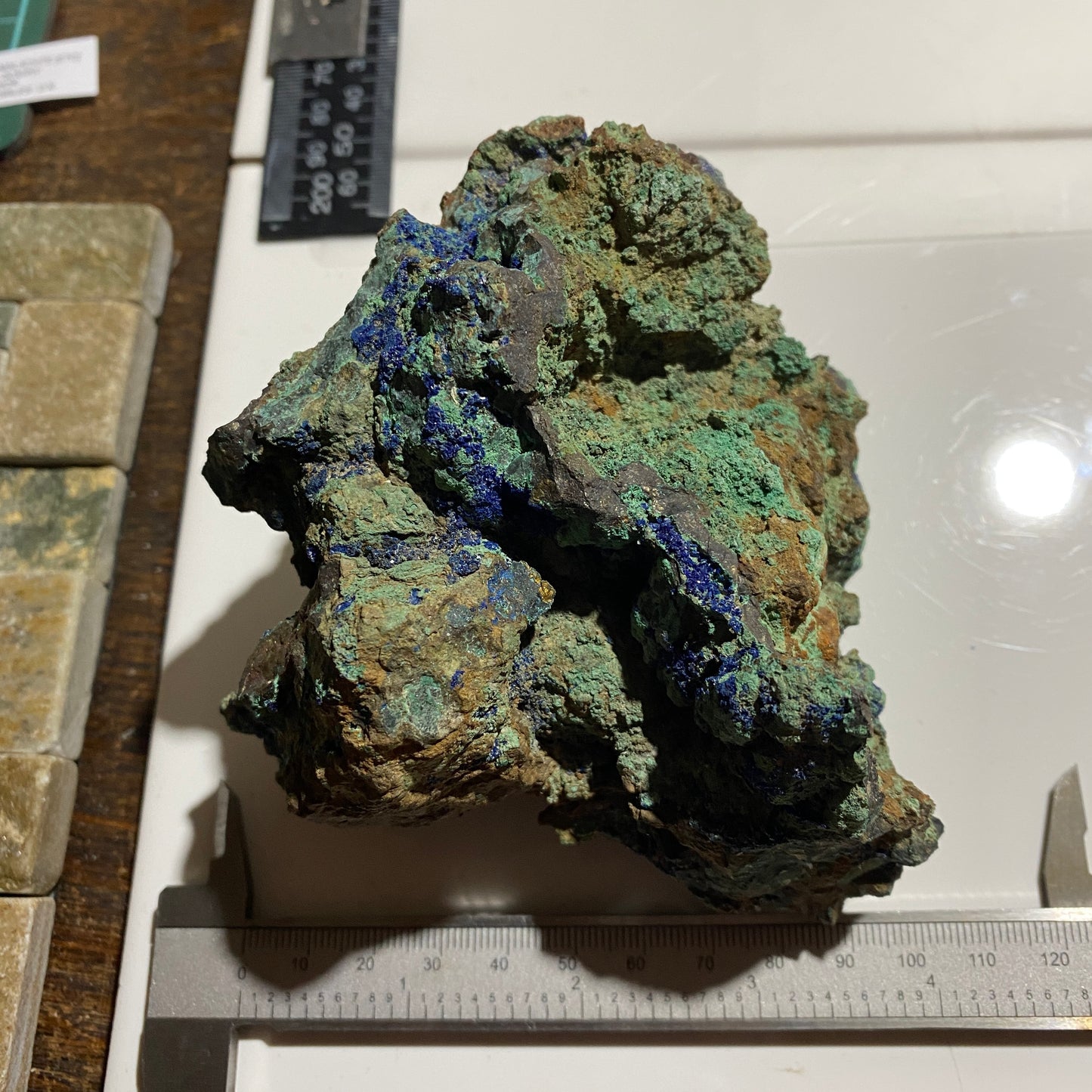 AZURITE/MALACHITE [ETC] : DOLYMIR QUARRY, OLD RADNOR, WALES  803g MF4612
