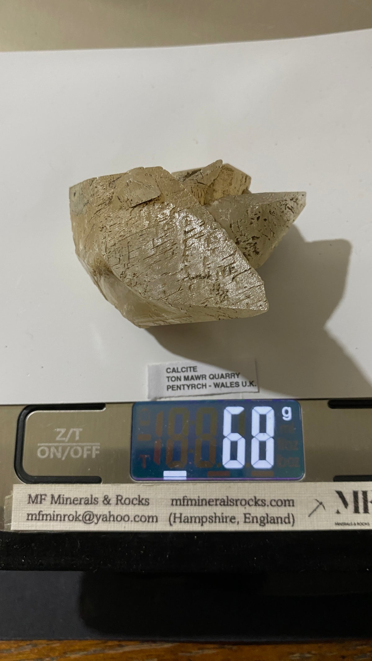CALCITE FROM TON MAWR QUARRY, PENTYRCH, WALES  68g MF5236