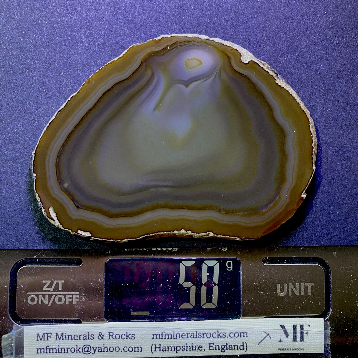 AGATE QUARTZ SLICE - SCURDIE NESS, MONTROSE, ANGUS, SCOTLAND 49g MF295