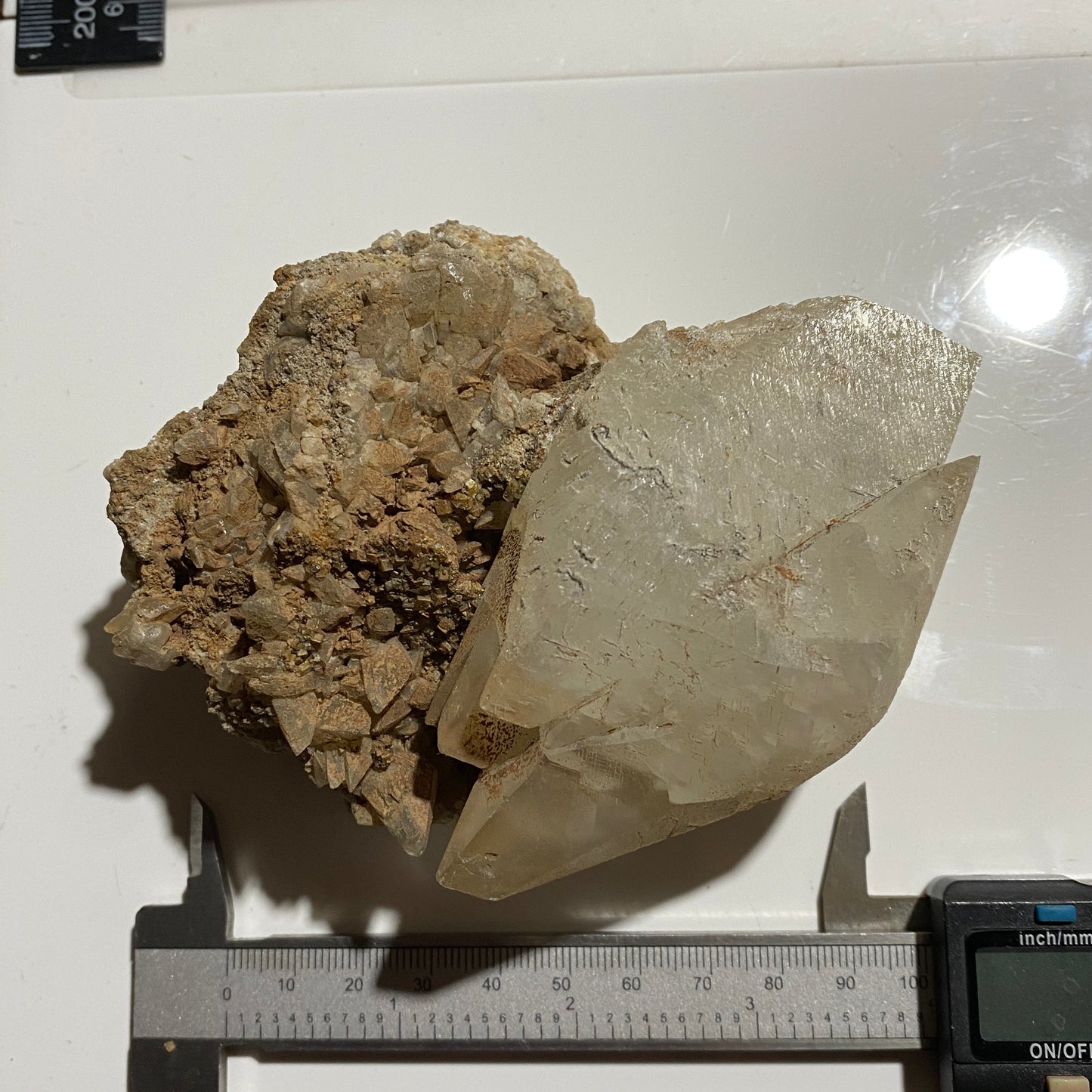 TWINNED CALCITE 0N MATRIX : TAFF'S WELL. PENTRYRCH, WALES 484g MF4676