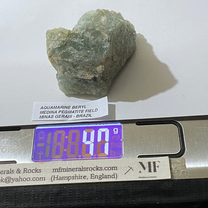AQUAMARINE BERYL : MEDINA PEGMATITE FIELD, MINAS GERAIS, BRAZIL 47g MF5337