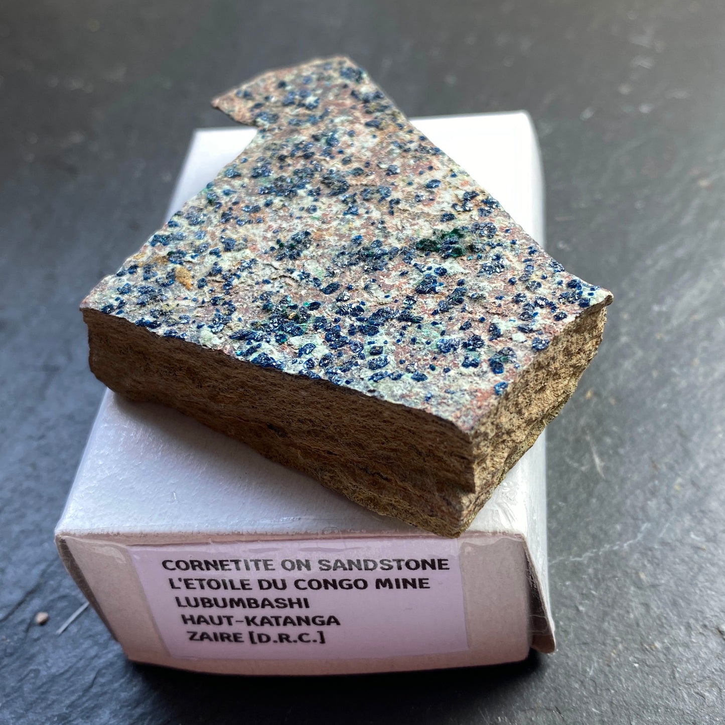 CORNETITE ON SANDSTONE MATRIX ZAIRE[D.R.C.] 60g MF1442