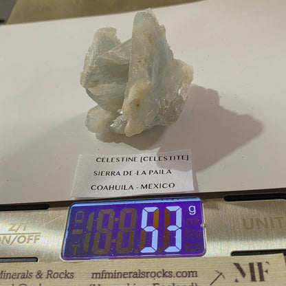 CELESTINE [CELESTITE] : SIERRA DE-LA PAILA, COAHUILA, MEXICO  53g MF5328