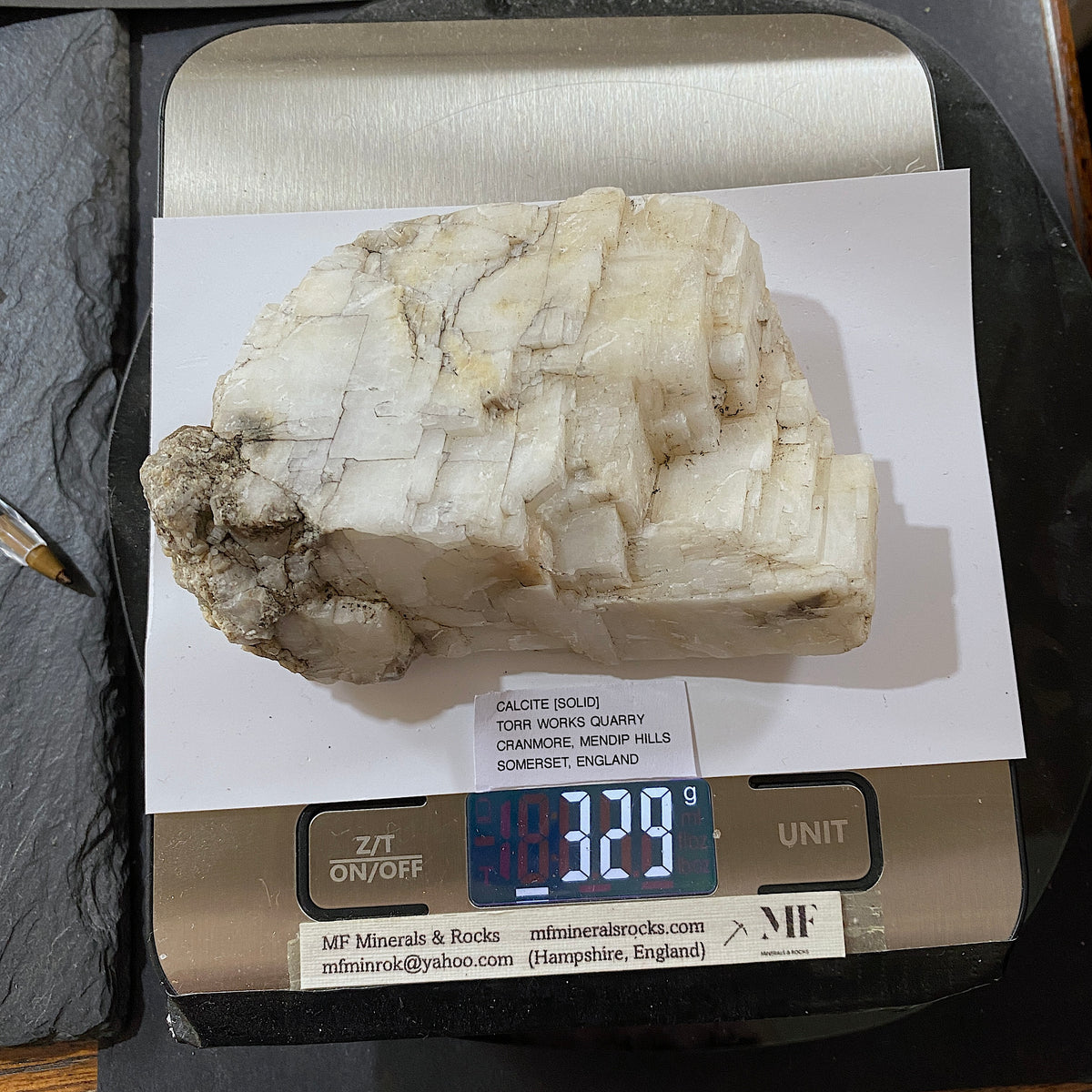 CALCITE : TORR WORKS QUARRY, CRANMORE, MENDIP, SOMERSET  329g MF5329