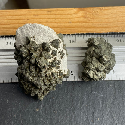 MARCASITE x 2 SPECIMENS ABBOTS CLIFF, FOLKSTONE, ENGLAND 93g  MF1443