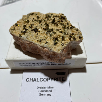 CHALCOPYRITE/DOLOMITE/BARYTES: DREISLER MINE, SAVERLAND, GERMANY. 143g MF4677