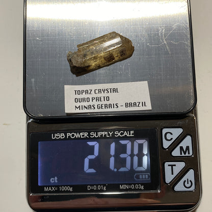 TOPAZ CRYSTAL : OURO PRETO, MINAS GERAIS, BRAZIL  21.30Ct. MF5343