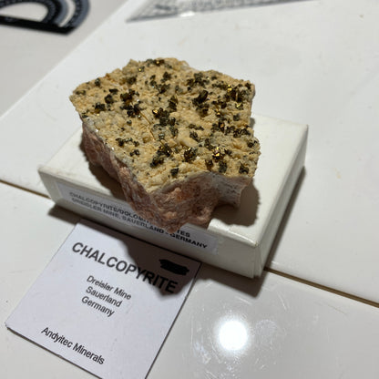 CHALCOPYRITE/DOLOMITE/BARYTES: DREISLER MINE, SAVERLAND, GERMANY. 143g MF4677