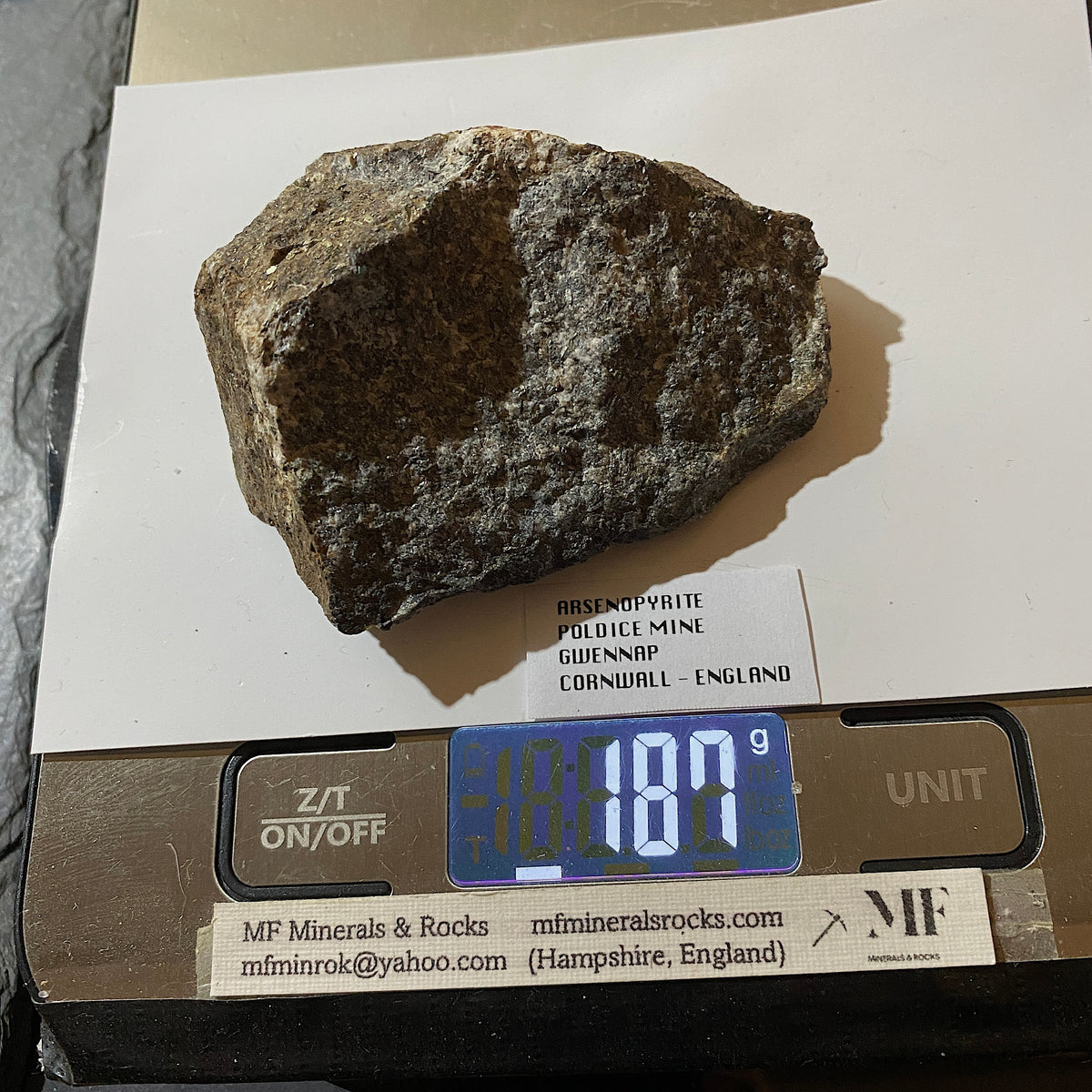 ARSENOPYRITE : POLDICE MINE, GWENNAP- CORNWALL  187g. MF5345