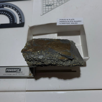PYRITE IN SLATE : PENRHYN SLATE QUARRY, LLANDYGAI, WALES 120g MF4665