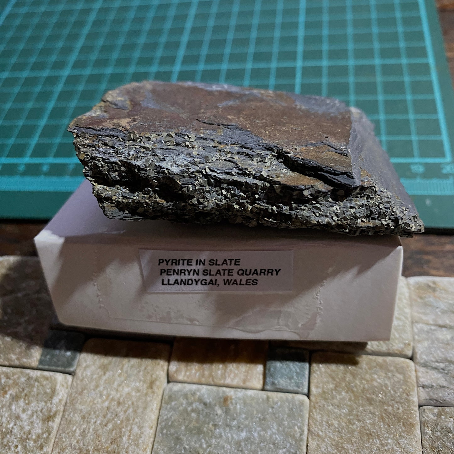 PYRITE IN SLATE : PENRHYN SLATE QUARRY, LLANDYGAI, WALES 120g MF4665