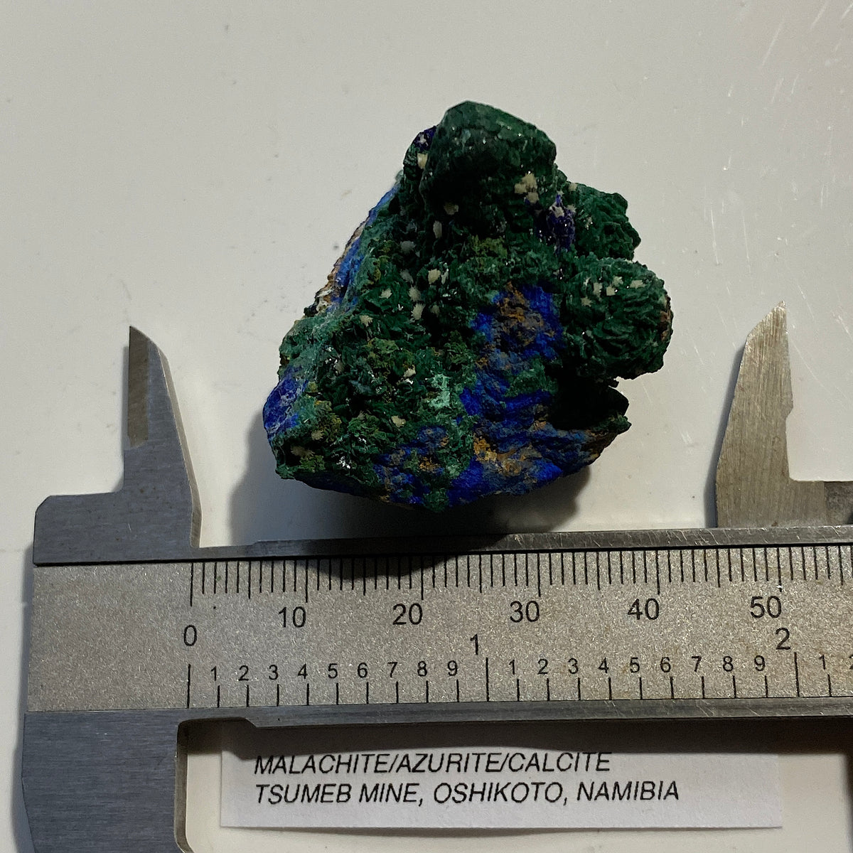 MALACHITE/AZURITE/CALCITE : YSUMEB MINE, OSHIKOTO, NAMIBIA. 36g MF5348