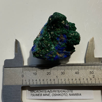 MALACHITE/AZURITE/CALCITE : YSUMEB MINE, OSHIKOTO, NAMIBIA. 36g MF5348