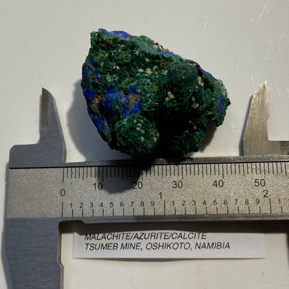 MALACHITE/AZURITE/CALCITE : YSUMEB MINE, OSHIKOTO, NAMIBIA. 36g MF5348