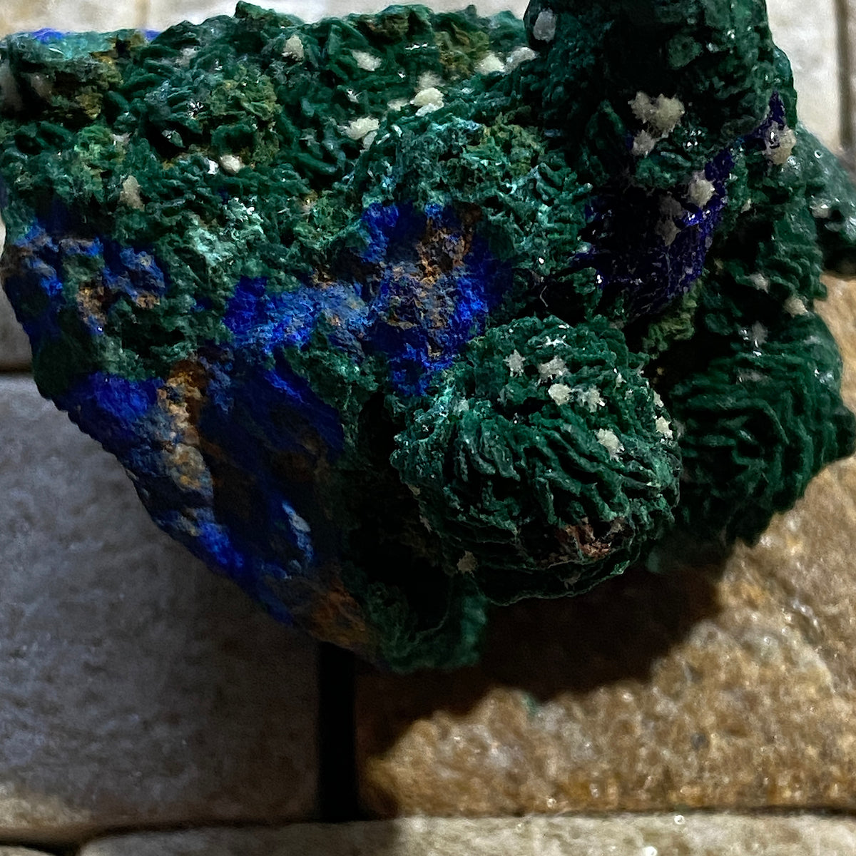 MALACHITE/AZURITE/CALCITE : YSUMEB MINE, OSHIKOTO, NAMIBIA. 36g MF5348