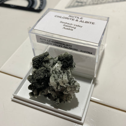 RUTILE/CHLORITE/ALBITE EXQUISITE SPECIMEN : SEEBACH VALLEY, AUSTRIA 30g MF4679