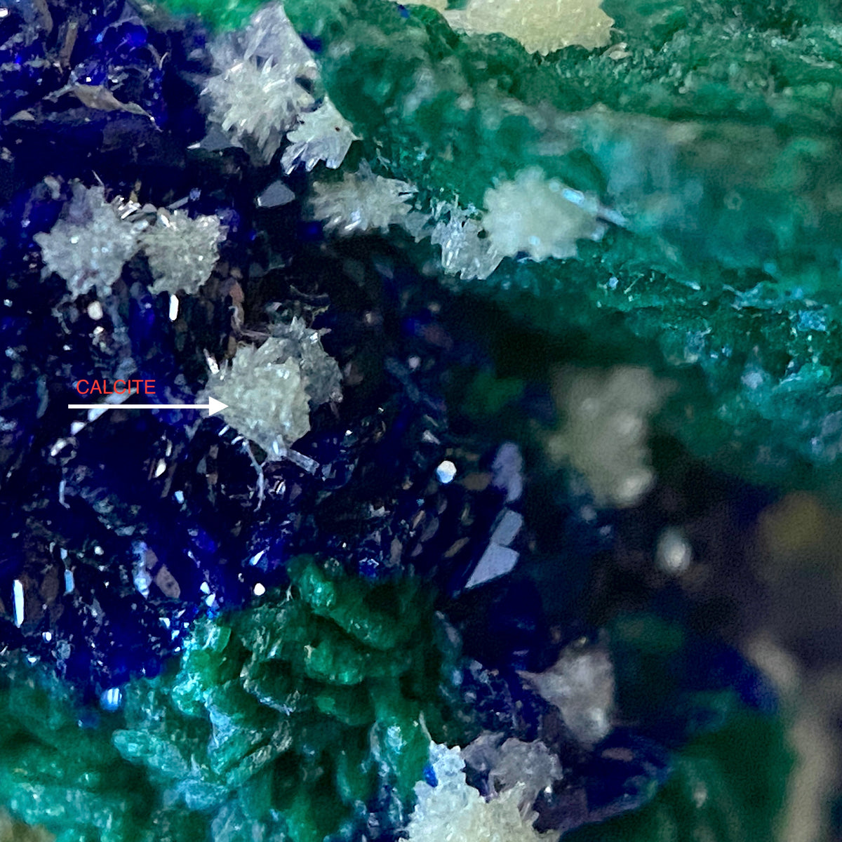 MALACHITE/AZURITE/CALCITE : YSUMEB MINE, OSHIKOTO, NAMIBIA. 36g MF5348
