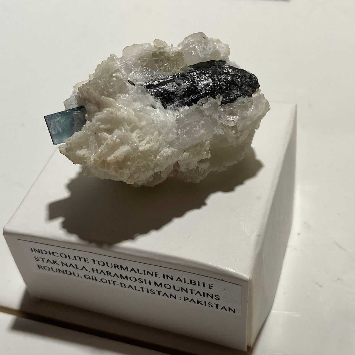 INDICOLITE TOURMALINE IN ALBITE : STAK NALA, HAROMOSH MTS, PAKISTAN 28g. MF5349