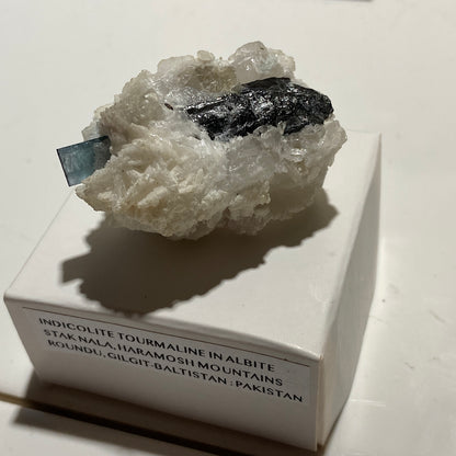 INDICOLITE TOURMALINE IN ALBITE : STAK NALA, HAROMOSH MTS, PAKISTAN 28g. MF5349