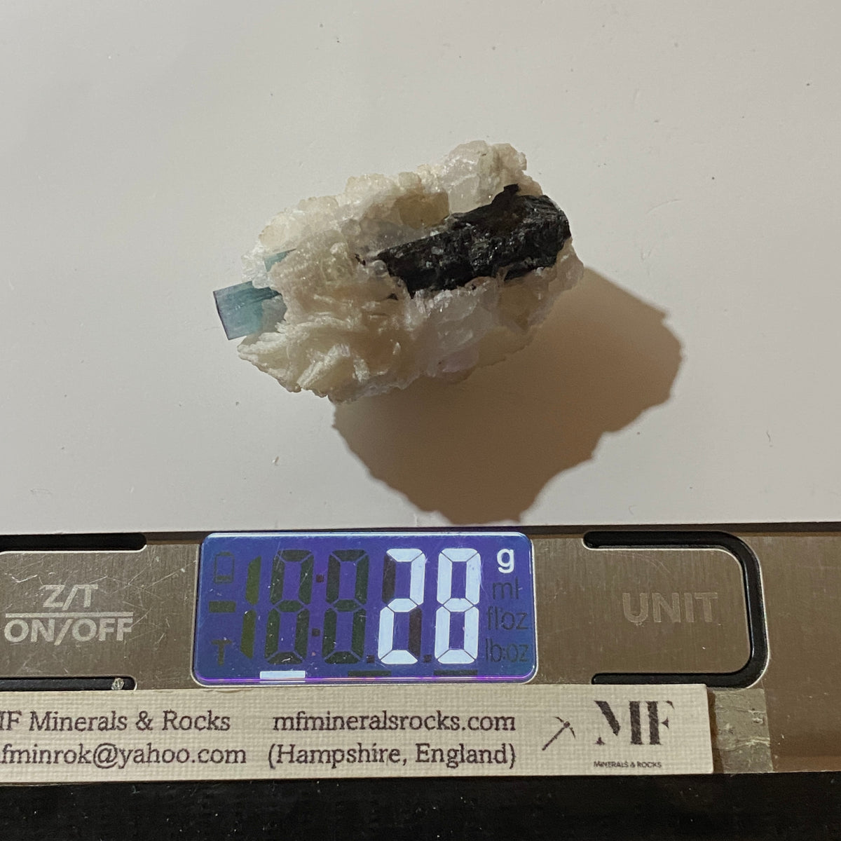 INDICOLITE TOURMALINE IN ALBITE : STAK NALA, HAROMOSH MTS, PAKISTAN 28g. MF5349