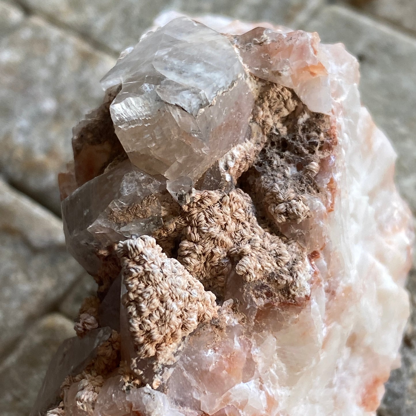 COCKSCOMB BARITE ON CALCITE HAMPSTEAD FARM QUARRY, ENGLAND 78g MF1452